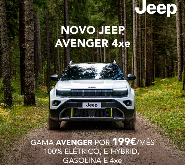RENTING PARA EMPRESAS - JEEP AVENGER 4xe, 100% Elétrico, e-Hybrid e Gasolina por 199€/mês RENTING PARA EMPRESAS - JEEP AVENGER 4xe, 100% Elétrico, e-Hybrid e Gasolina por 199€/mês