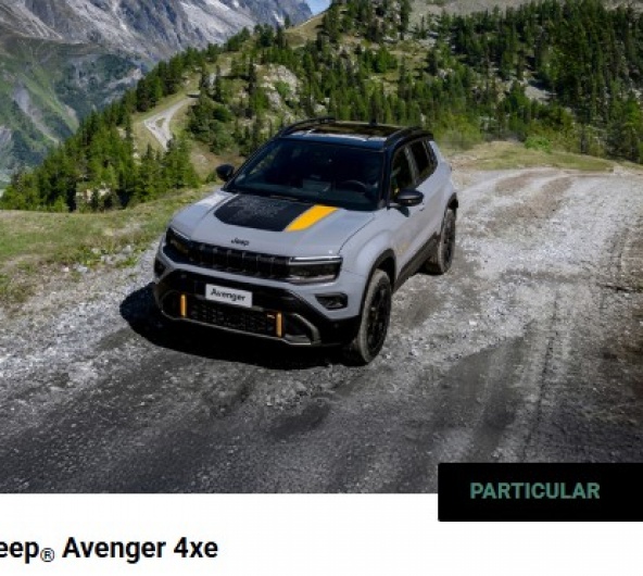 Novo Jeep® Avenger 4xe THE NORTH FACE EDITION Por: 199€ Novo Jeep® Avenger 4xe THE NORTH FACE EDITION Por: 199€