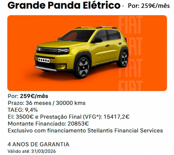 Fiat Grande Panda El�trico Por: 259�/m�s