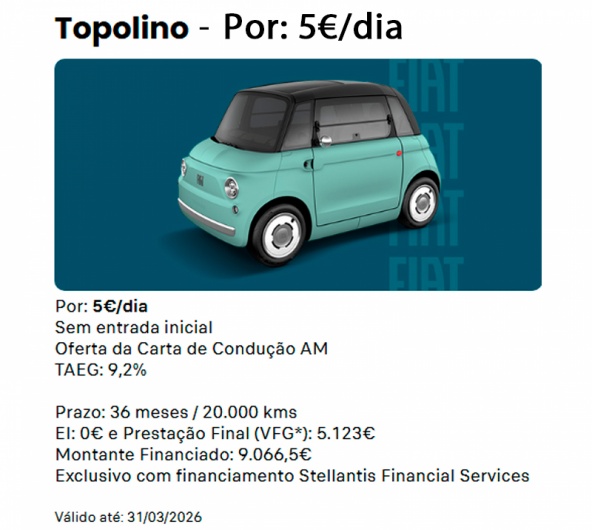 Fiat Topolino - por 5� por dia