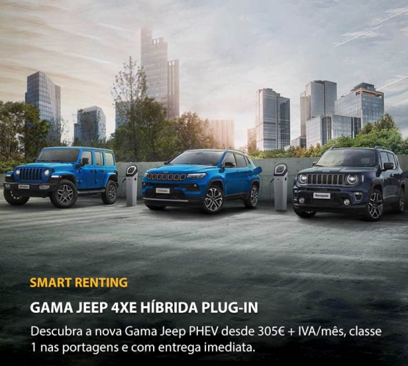 Gama Jeep 4xe Híbrida Plug-in - A partir de 305€/mês + IVA