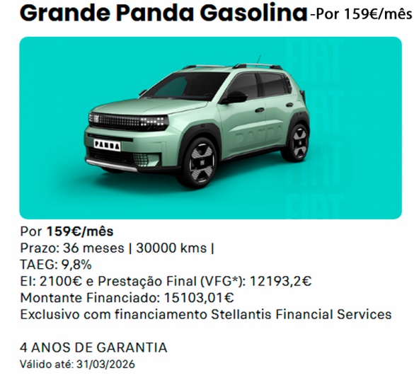 Fiat Grande Panda Gasolina Por: 159�/m�s