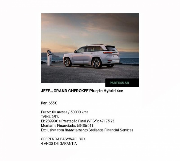 JEEP® GRAND CHEROKEE Plug-In Hybrid 4xe Por: 655€ JEEP® GRAND CHEROKEE Plug-In Hybrid 4xe Por: 655€