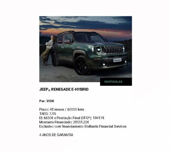 JEEP® RENEGADE E-HYBRID Por: 310€ JEEP® RENEGADE E-HYBRID Por: 310€