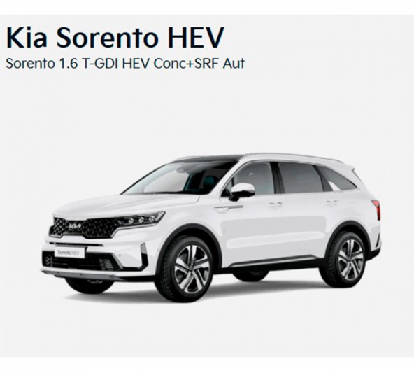 Kia Sorento HEV Sorento 1.6 T-GDI HEV Conc+SRF Aut Kia Sorento HEV Sorento 1.6 T-GDI HEV Conc+SRF Aut