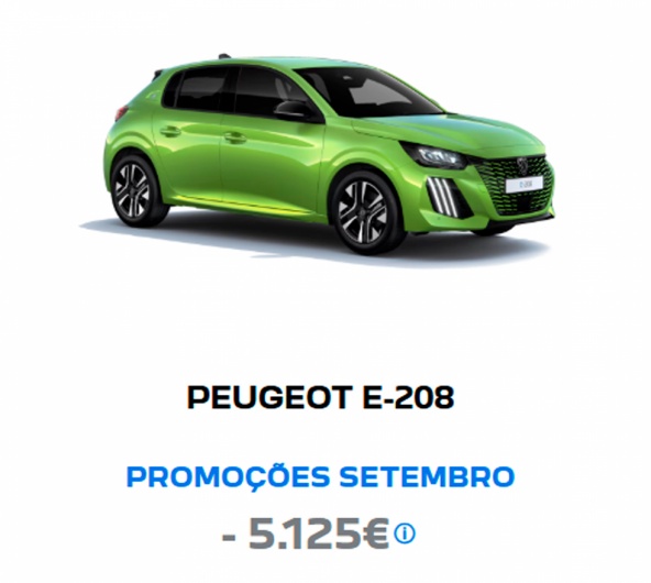 PEUGEOT E-208 PROMOÇÕES SETEMBRO - 5.125€* PEUGEOT E-208 PROMOÇÕES SETEMBRO - 5.125€*