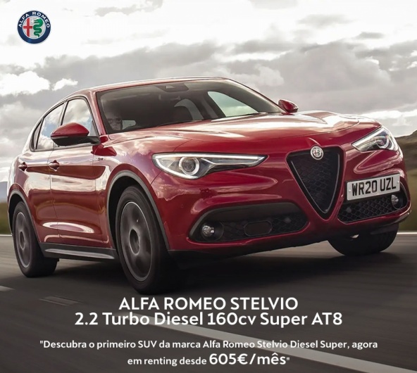 Alfa Romeo Stelvio 2.2 Turbo Diesel 160cv Super AT8 - Desde 605€/Mês