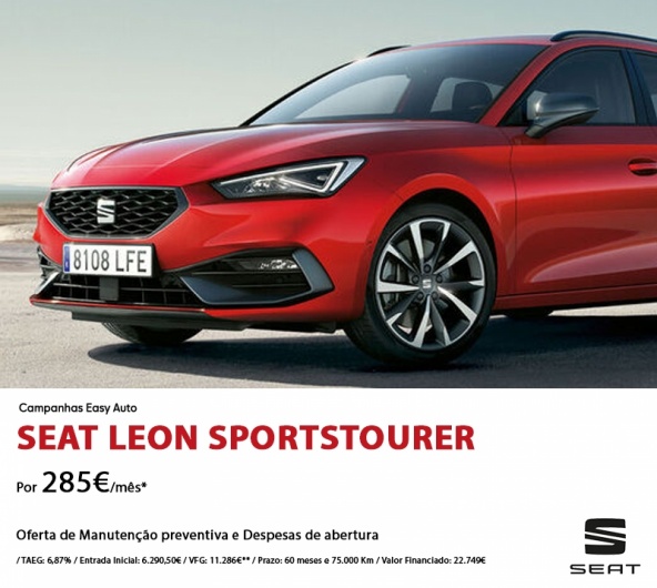 SEAT Leon Sportstourer Easy Auto - Por 285€/Mês SEAT Leon Sportstourer Easy Auto - Por 285€/Mês