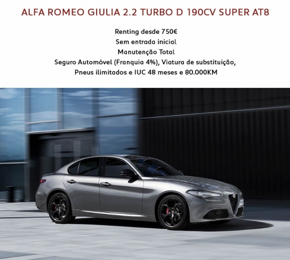ALFA ROMEO GIULIA RENTING DESDE 750€ ALFA ROMEO GIULIA RENTING DESDE 750€