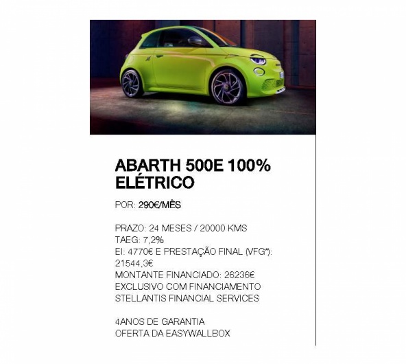EASY PLAN ABARTH 500e 100% ELTRICO Por: 290/ms*
