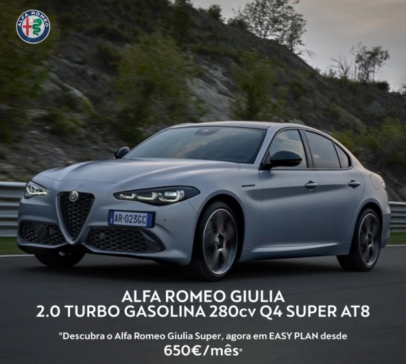Alfa Romeo Giulia 2.0 Turbo gasolina 280cv Super AT8 - Desde 650€/mês