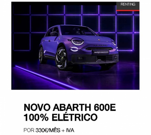 RENTING NOVO ABARTH 600e 100% EL�TRICO Por 330�/m�s + IVA*