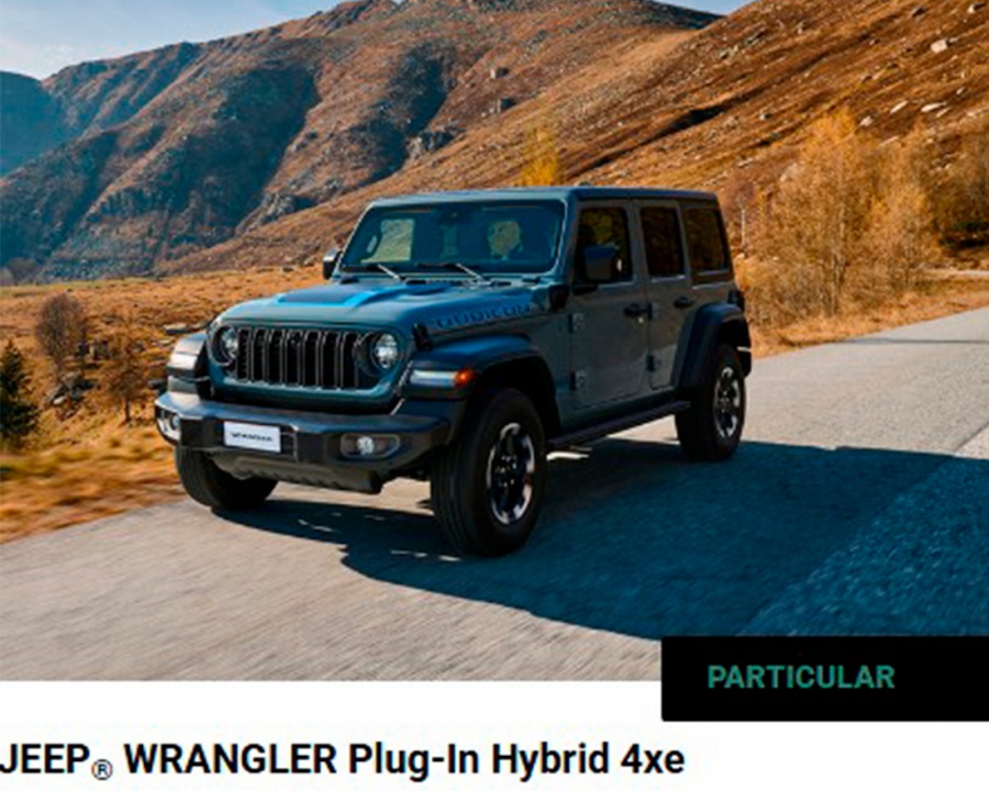 JEEP® WRANGLER Plug-In Hybrid 4xe Por 735€ / Mês JEEP® WRANGLER Plug-In Hybrid 4xe Por 735€ / Mês