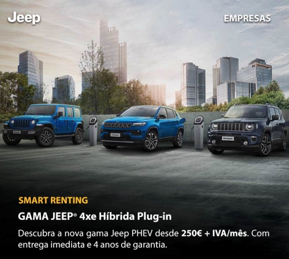 Gama Jeep 4xe Híbrida Plug-in - A partir de 250€/mês + IVA