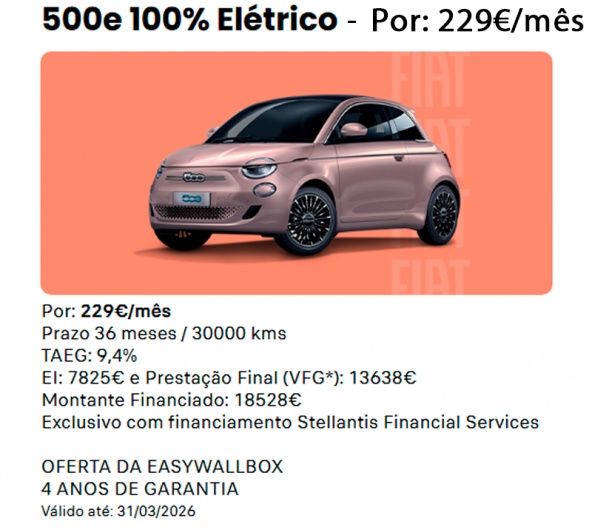 Fiat 500e 100% El�trico Por: 229�/m�s
