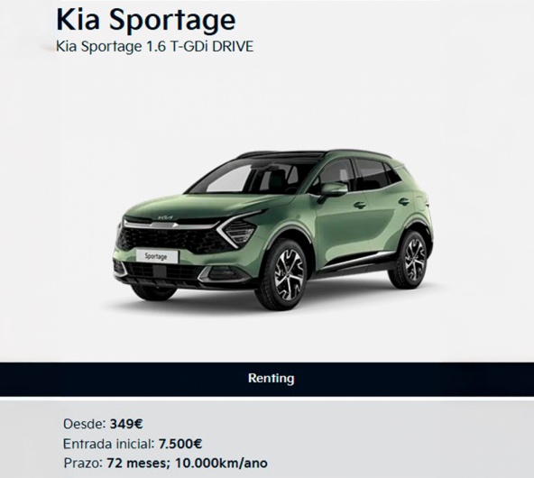 Kia Sportage 1.6 T-GDi DRIVE Desde 349€ / Mês Kia Sportage 1.6 T-GDi DRIVE Desde 349€ / Mês