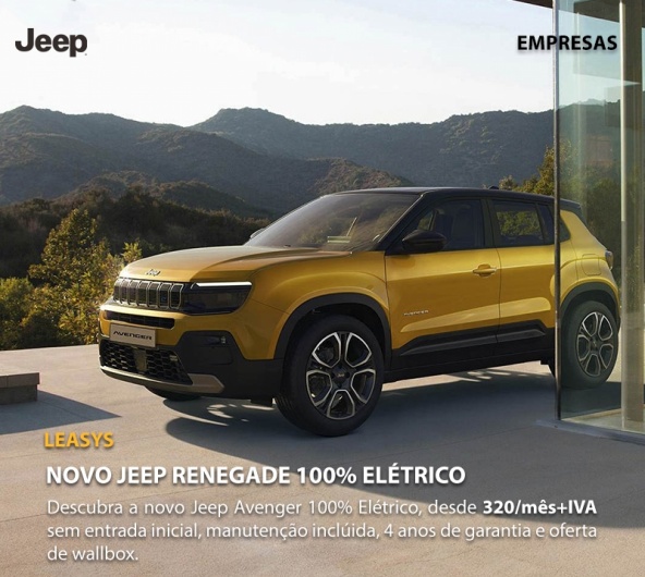 Novo Jeep Avenger 100% Elétrico - Desde 320€/mês + IVA
