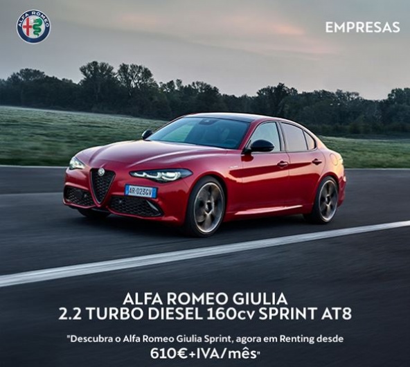 Alfa Romeo Giulia 2.2 Turbo Diesel 160cv Sprint AT8 - Desde 690€+IVA/mês