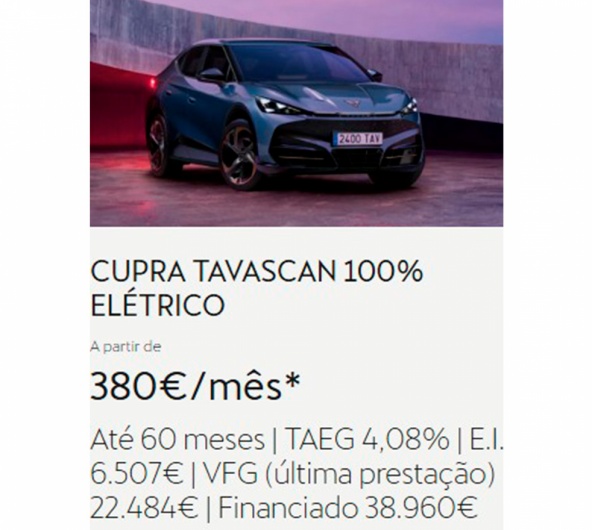 CUPRA TAVASCAN 100% ELTRICO para Particular a partir de  380/ms*