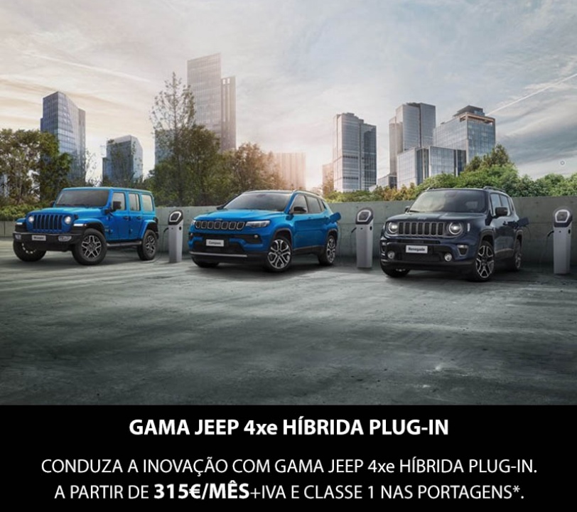 Gama Jeep 4xe Híbrida Plug-in - A partir de 315€/mês + IVA