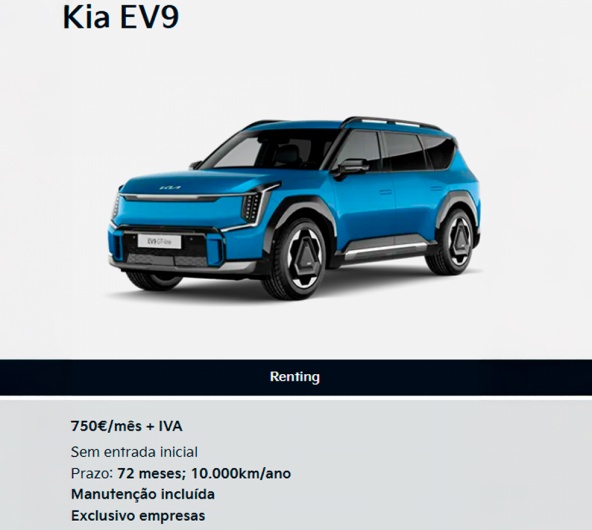 KIA EV9 para Empresas por 750€ Mês + IVA* KIA EV9 para Empresas por 750€ Mês + IVA*