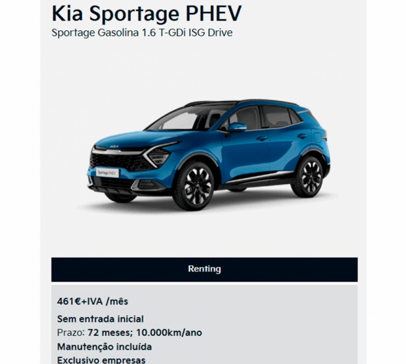 KIA SPORTAGE PHEV para Empresas por 461 Ms + IVA*