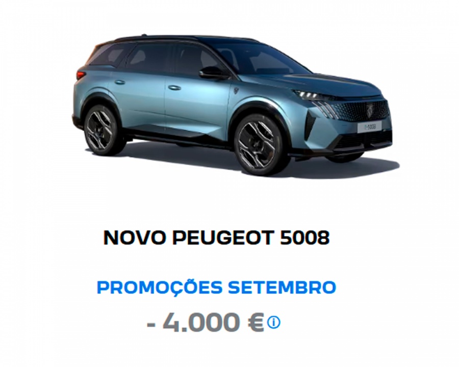 NOVO PEUGEOT 5008 PROMOÇÕES SETEMBRO - 4000€* NOVO PEUGEOT 5008 PROMOÇÕES SETEMBRO - 4000€*