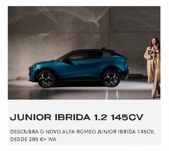 JUNIOR ibrida 1.2 145Cv DESCUBRA O NOVO ALFA ROMEO JUNIOR IBRIDA 145CV, DESDE 285�/M�S