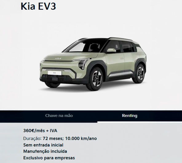 KIA EV3 - Renting desde 360€/mês + IVA KIA EV3 - Renting desde 360€/mês + IVA