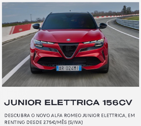 JUNIOR ELETTRICA 156Cv DESCUBRA O NOVO ALFA ROMEO JUNIOR ELETTRICA, EM RENTING DESDE 275�/M�S (S/IVA)