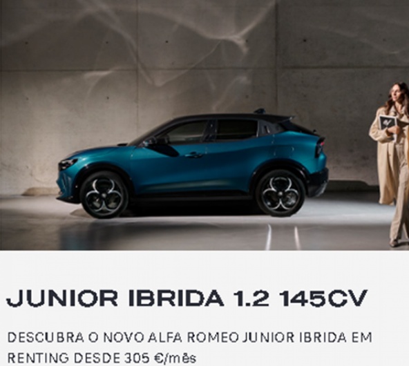 JUNIOR IBRIDA 1.2 145cv DESCUBRA O NOVO ALFA ROMEO JUNIOR IBRIDA EM RENTING DESDE 305 �/m�s