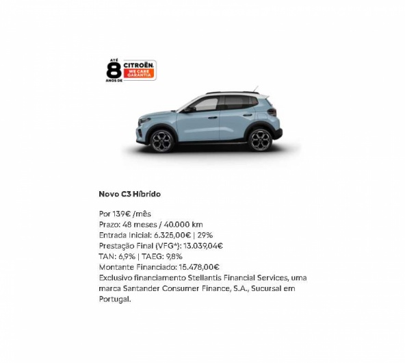 SIMPLY DRIVE - Novo C3 H�brido Por 139� /m�s