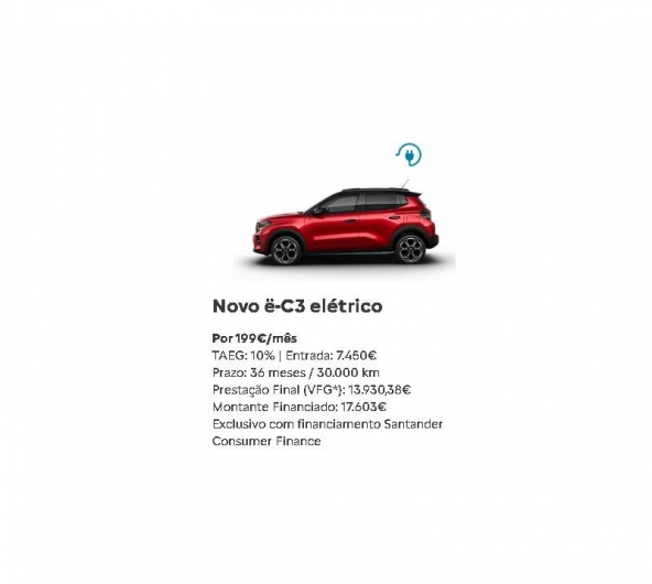 SIMPLY DRIVE - Novo ë-C3 elétrico Por 199€/mês SIMPLY DRIVE - Novo ë-C3 elétrico Por 199€/mês