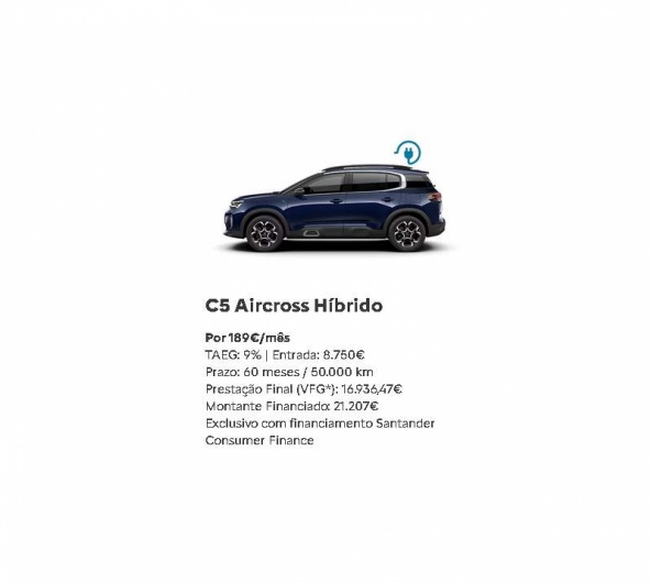 SIMPLY DRIVE - C5 Aircross Híbrido Por 189€/mês SIMPLY DRIVE - C5 Aircross Híbrido Por 189€/mês