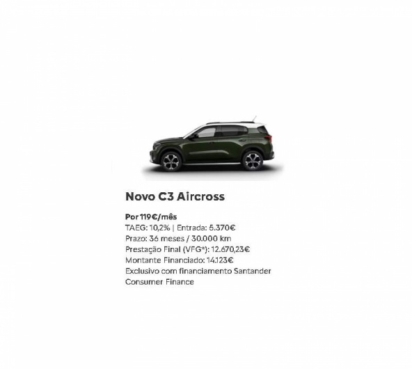 SIMPLY DRIVE - Novo C3 Aircross Por 119€/mês SIMPLY DRIVE - Novo C3 Aircross Por 119€/mês