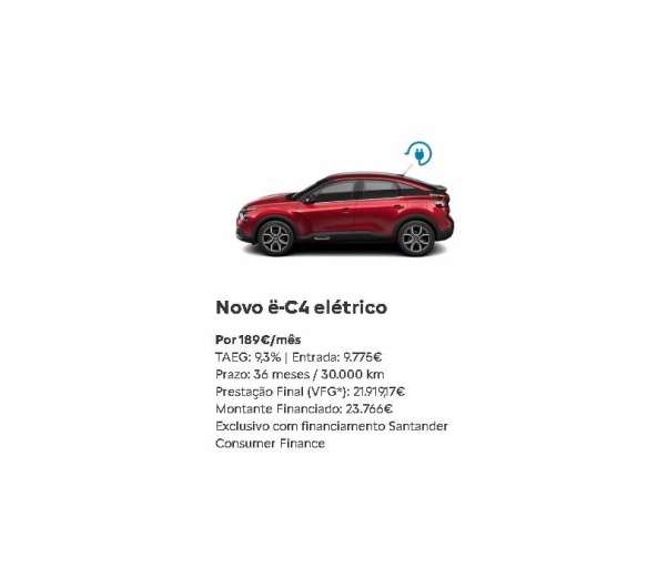 SIMPLY DRIVE - Novo ë-C4 elétrico Por 189€/mês SIMPLY DRIVE - Novo ë-C4 elétrico Por 189€/mês