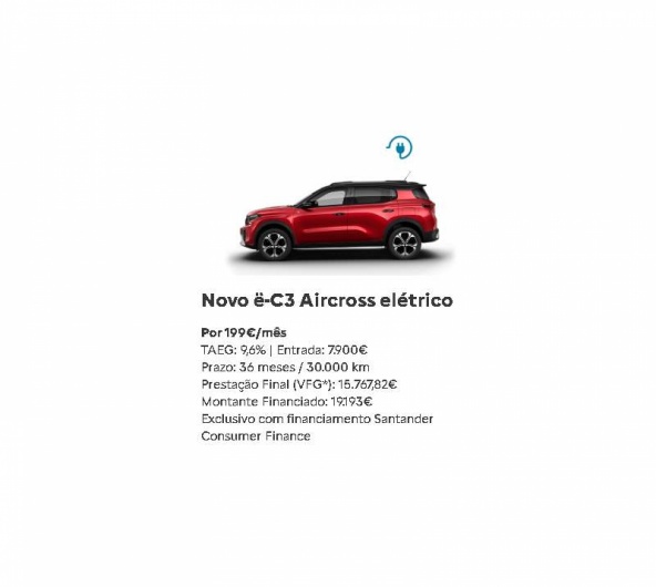 SIMPLY DRIVE - Novo ë-C3 Aircross elétrico Por 199€/mês SIMPLY DRIVE - Novo ë-C3 Aircross elétrico Por 199€/mês