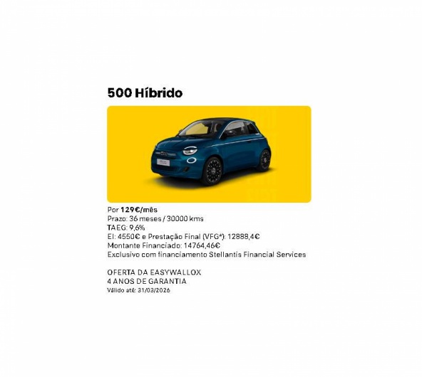 Fiat 500 H�brido Por: 129�/m�s*