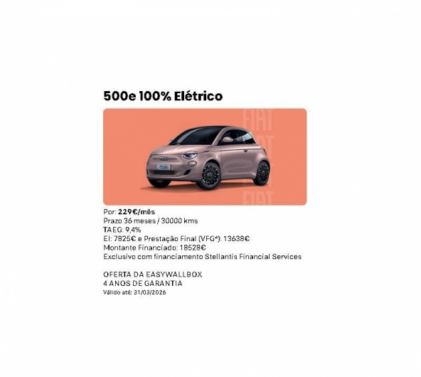 Fiat 500e 100% El�trico Por: 229�/m�s*