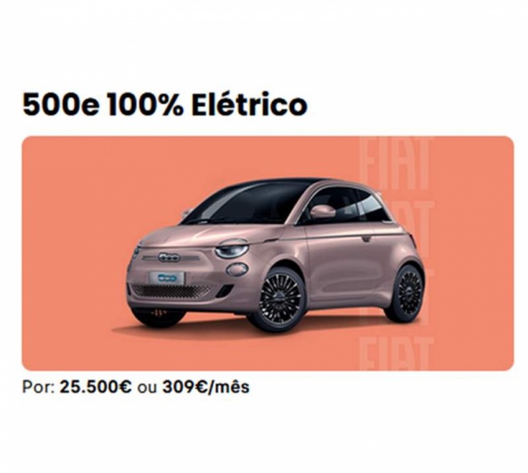 Fiat 500e 100% El�trico Por: 25.500� ou 309�/m�s