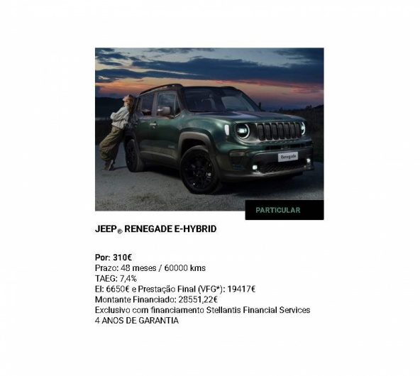 JEEP® RENEGADE E-HYBRID Por: 310€* JEEP® RENEGADE E-HYBRID Por: 310€*