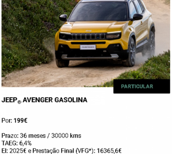 NOVO JEEP� AVENGER GASOLINA Por: 199�*