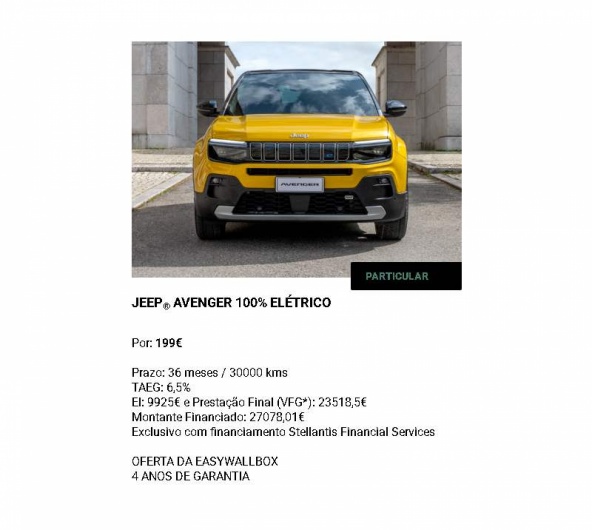 JEEP� AVENGER 100% EL�TRICO TOTALMENTE EQUIPADO  Por: 199�*