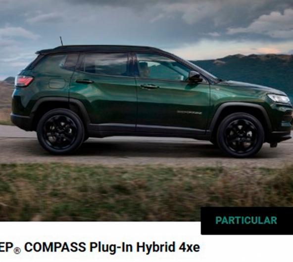 JEEP® COMPASS Plug-In Hybrid 4xe Por 290€ / Mês JEEP® COMPASS Plug-In Hybrid 4xe Por 290€ / Mês