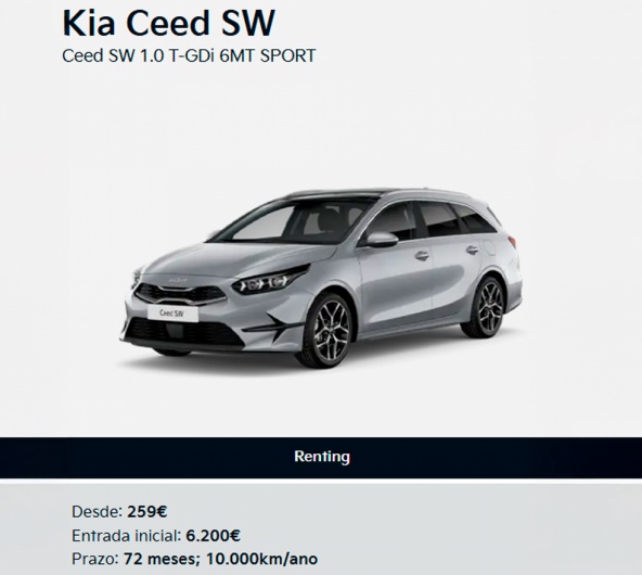 Kia Ceed SW Ceed SW 1.0 T-GDi 6MT SPORT Desde 259 / Ms