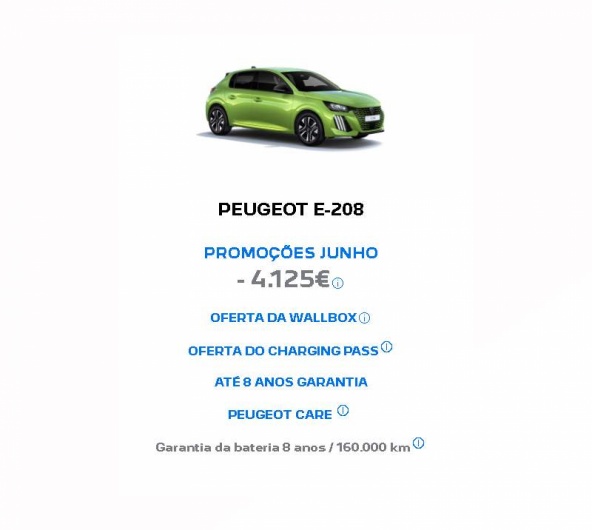 PEUGEOT E-208 PROMOES JUNHO - 4.125