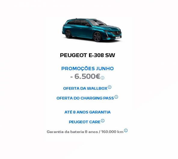 PEUGEOT E-308 SW PROMOES JUNHO  - 6.500